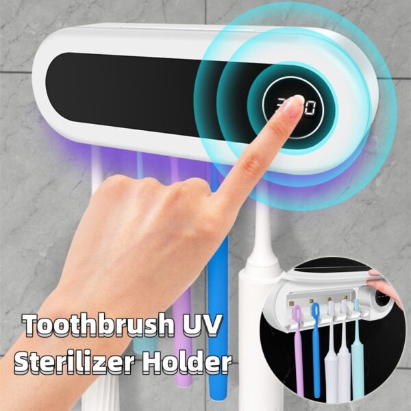 Smart UV Toothbrush Holder Wall Mounted Bathroom Organizer