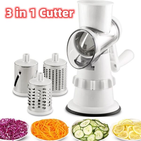 Manual Vegetable Slicer 3-in-1 Rotary Cutter